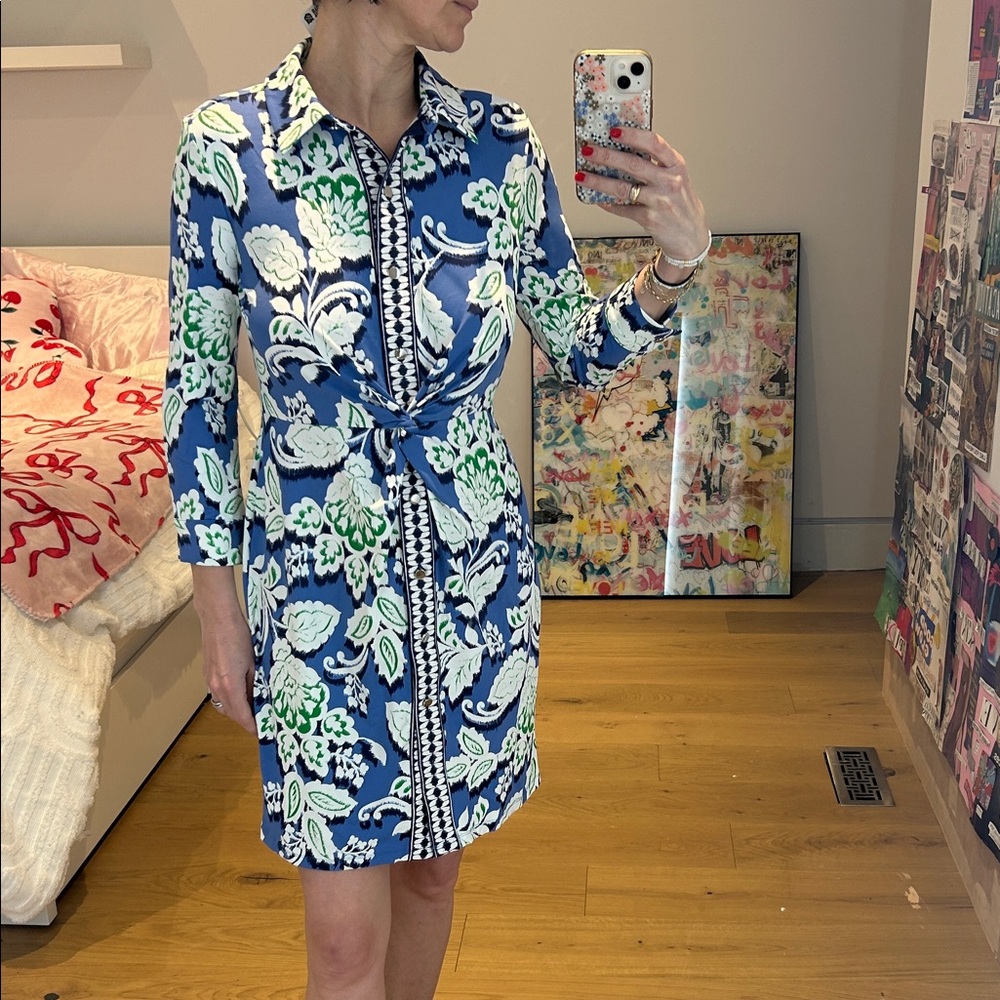 TALBOTS Floral Blue and Green Dress